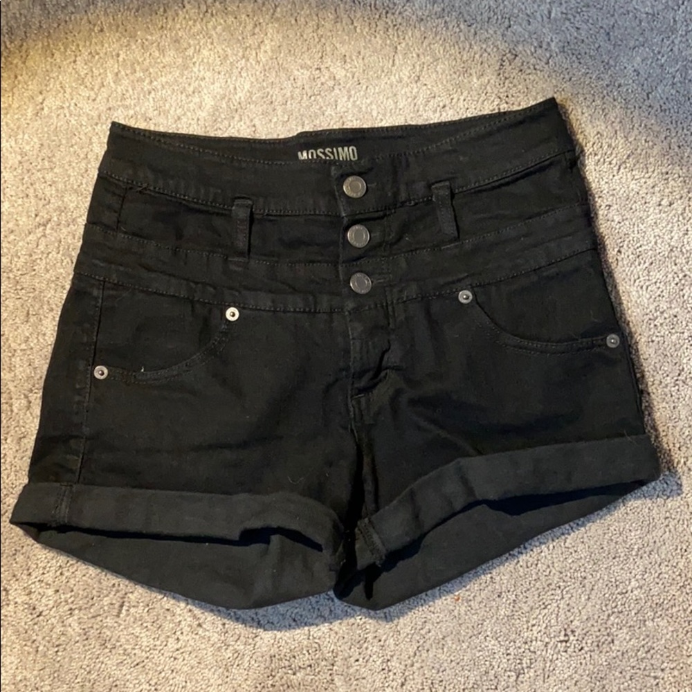 High Rise Black Jean Shorts